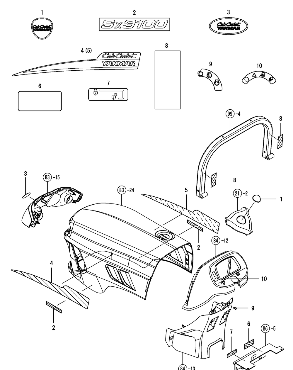 Label-2 Diagram and Parts List for SX3100 54ALB4S727-54ALB4SW727-54ALB4SX727-54ALB4SY727-54ALB4SZ727-54AMB4S727-54AMB4SW727-54AMB4SX727-54AMB4SY727-54AMB4SZ727 Cub Cadet Lawn Tractor